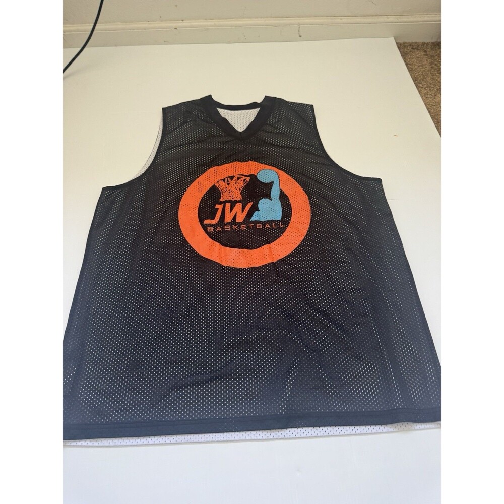 JW Basketball Reversible Practice Jersey Adult XL Black White Mesh Teamwork